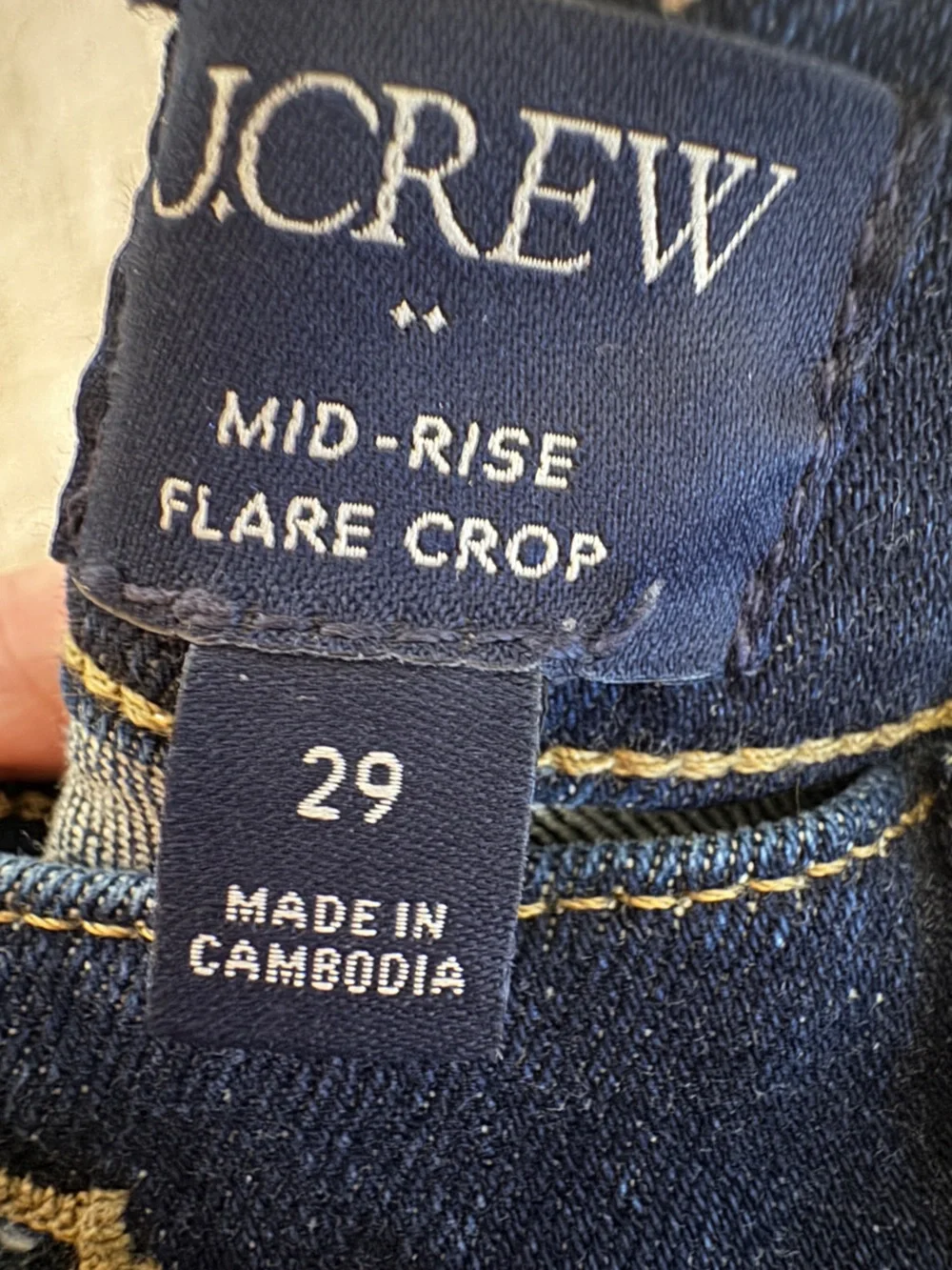 J.Crew Mid-rise flare crop. Classic dark wash